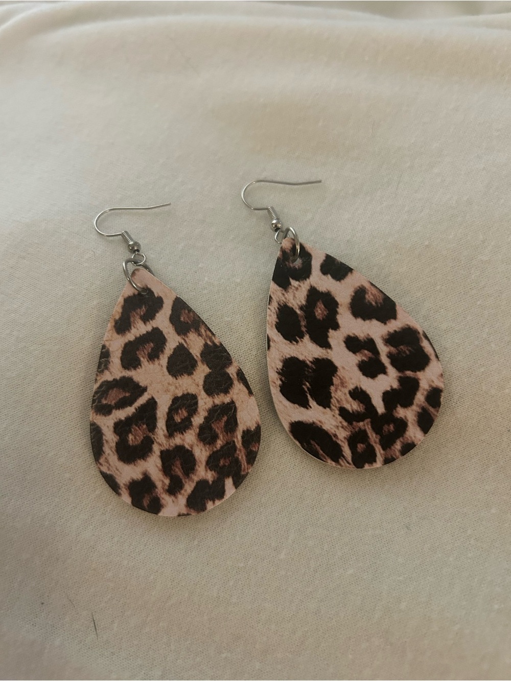 Leopard Print Teardrop Earrings - Pink and Black